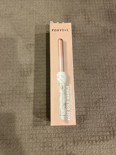 NIB FOXYBAE Rose Gold Marble Curling Wand 25MM Curls or Waves Moisture Shine - Bild 1 von 3