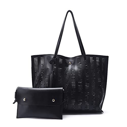 Women's Faux PU Leather Tote Shoulder Purses Bag for women, Big Capacity Black - Picture 1 of 6