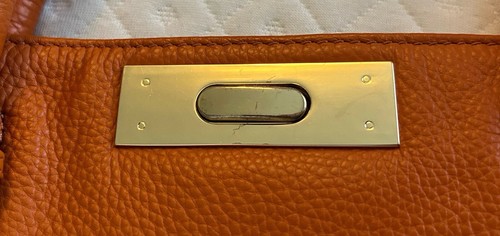 Onna Erlich Orange Pebbled Leather Handbag-Sold as is with missing gold rivet - Picture 11 of 15