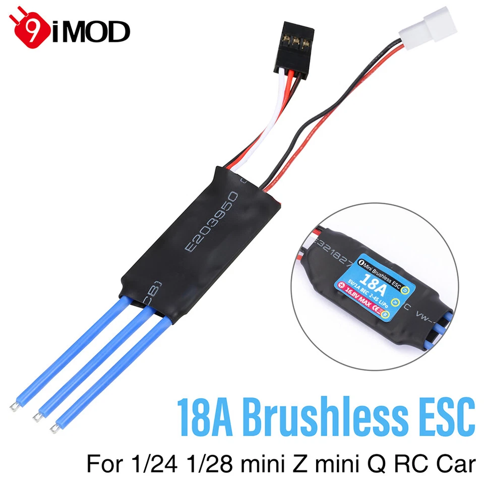 RC 18A Brushless ESC 2S For Kyosho Tamiya Wltoys K989 1/24 1/28 mini Z RC Car - Image 3 of 4