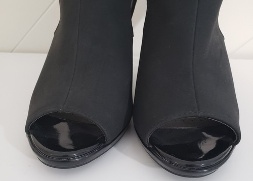 Life Stride Vixen Black Suede Shootie Peep Toe Shoes Women's Size 6.5 Heels - Picture 8 of 10