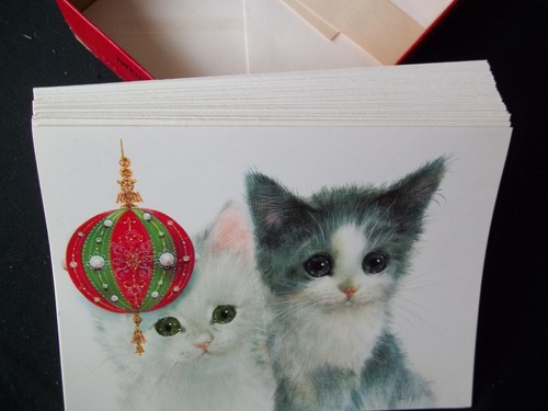 23 tarjetas vintage de Navidad de los años 70 Big Eye Gats Gatitos Marian Heath Designer - Imagen 9 de 11