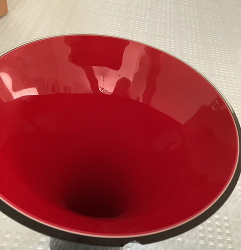 Nonko 9" große schwere mundgeblasene rot schwarze Kunstglasvase aus Polen 100 $ Defekt - Bild 7 von 10