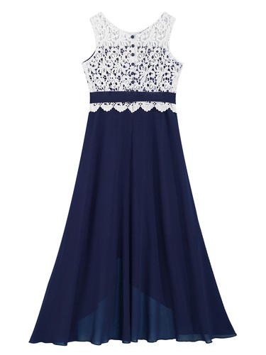 Niñas Floral Encaje Alto Bajo Volantes Vestido Dama de honor Vestidos Concurso Vestido de Boda - Imagen 5 de 30