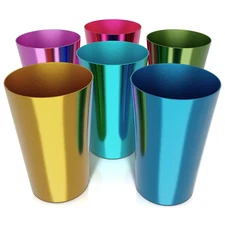 6 Pcs Aluminum Tumblers 15 Oz - Lightweight, Durable, and Reusable Metal Cups | 