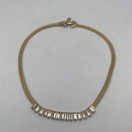 "Collar Park Lane tono dorado 16"" con 15 cristales rectangulares transparentes vintage" - Imagen 1 de 5