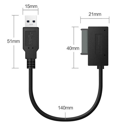 USB2.0 Slimline SATA 7+6 13pin Laptop CD DVD Rom Optisches Laufwerk Adapterkabel - Bild 3 von 6