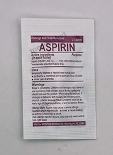 20 ASPIRIN TABLETS 325 MG - 10 PACKETS OF 2 FIRST AID SURVIVAL EMERGENCY KIT