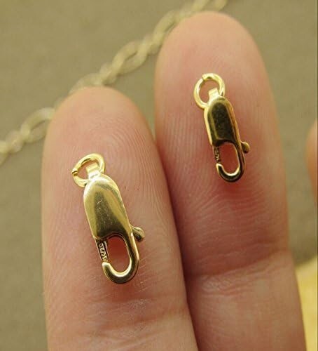 4-teiliges Set 14K Massiv Gelbgold Schmuck Hummer Verschluss Perle Offener Sprungring 8 mm x 3 mm - Bild 7 von 10
