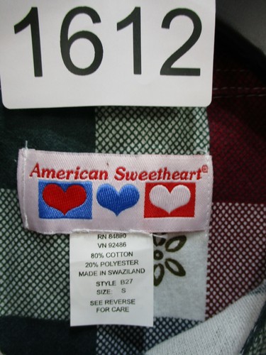 American Sweetheart Women Christmas Shirt Small Red Plaid Long Sleeve Floral - Foto 11 di 11