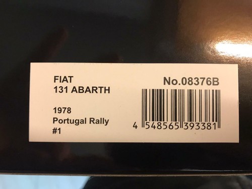 Kyosho Fiat 131 Abarth ALITALIA #1 Munari Rally Portugal  1978 1/18 08376B - Foto 2 di 2
