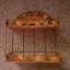 2 tier metallic wall shelf with decorative leaves & wicker style shelves