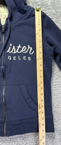 Vintage Y2K Women Medium Hollister Sherpa Lined Blue Zip Up Hoodie Grunge - Picture 5 of 11