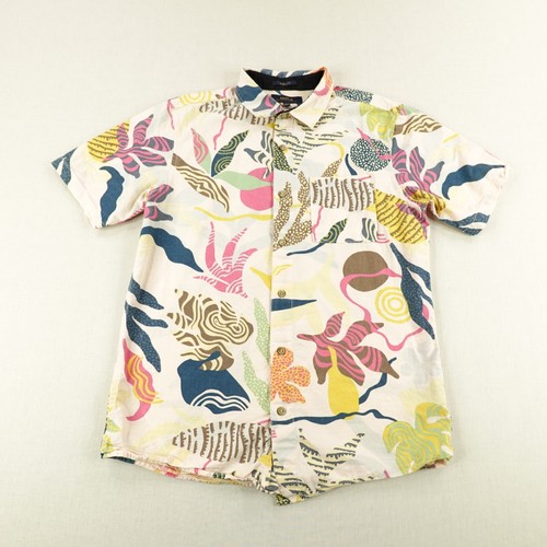 Roark Hemd Herren Small Beige Rosa Hawaii Magic Bay Knopfleiste Aloha Bio