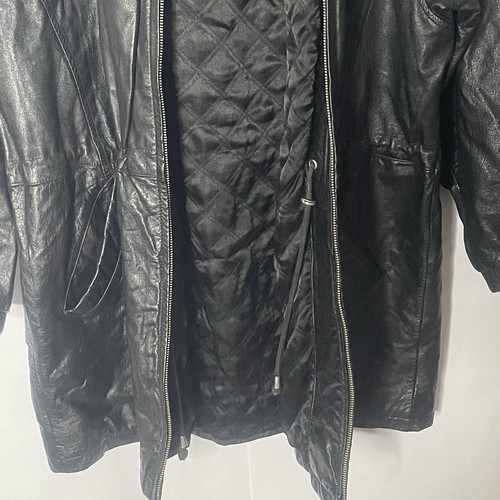Chaqueta de cuero con cremallera completa Wilsons para hombre acolchada con capucha grunge emo talla L punkrock - Imagen 10 de 17