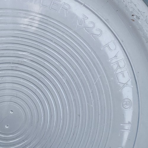 Vintage 80s Pyrex 322 Powder Blue Mixing Bowl CLEAR BOTTOM 1 L USA 7” - Picture 10 of 11