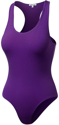 New Womens Racer Back Sleeveless Bodysuit Ladies Stretch Leotard Muscle Vest Top - Picture 121 of 165