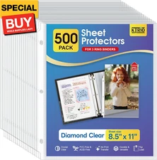 500 Pack Sheet Protectors 8.5 x 11 inch, Clear Page Protector for 3 Ring Binder,