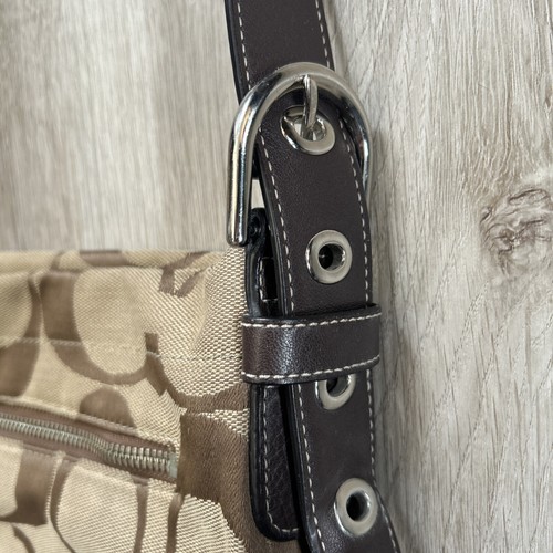 Coach Signature Canvas Leather Crossbody Shoulder Handbag F15067 Brown Purse - Picture 5 of 14