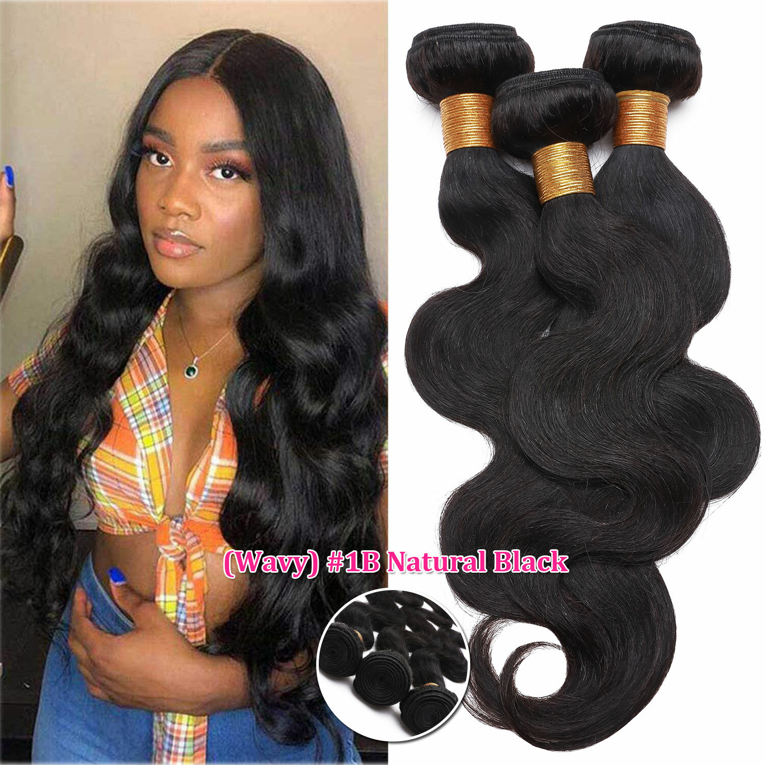 HOT Peruvian Virgin Human Hair Extensions 400G Full Head Bundles Body Wavy Black Ograniczona ilość, bezpłatna wysyłka