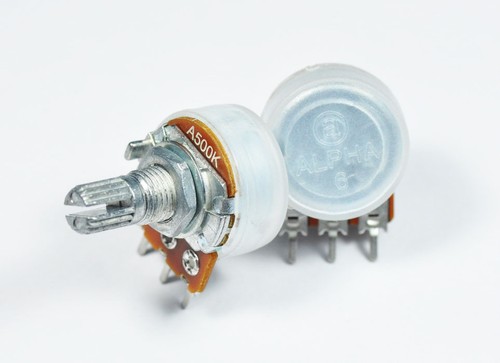 5 pcs Alpha 500KA / A500K Logarithmic / Audio Pot Potentiometer 15mm Shaft 1/4W