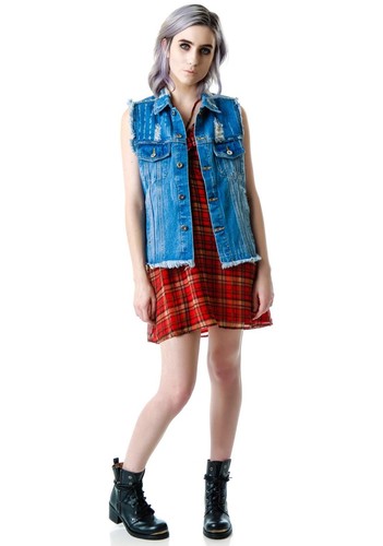 Out Rare Jeans Vest Womens Détruit Dollskill Jean Punk Sans nom Womens Crossed OzqExwX7R