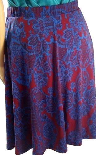 Gilli Damen Rock blau/dunkelrot Muster Stretch Strick gefüttert Gr. M Stichfix - Bild 6 von 10