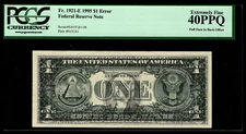 1995 $1 Federal Reserve Note DARK Full Face to Back Offset Error PCGS 40PPQ ACG