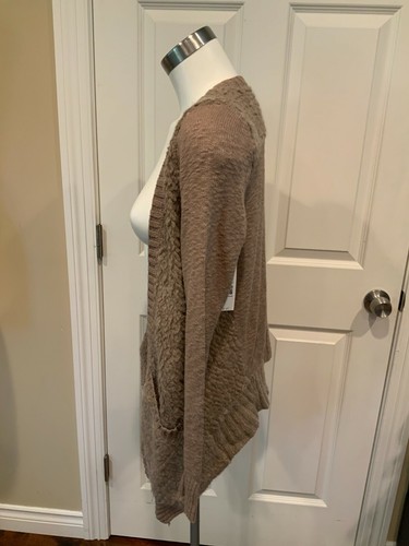 Sleeping On Snow Light Brown Knit W/ Boiled Wool Front Panels Cardigan, Size XS - Picture 4 of 7