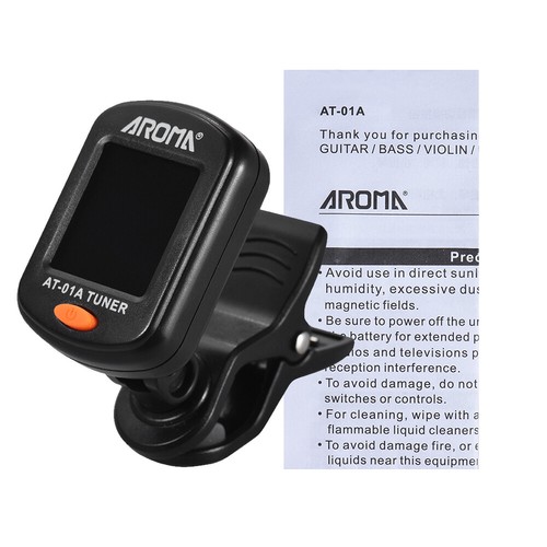 AROMA AT-01A Rotatable Clip-on Tuner LCD Display for Chromatic Guitar Bass Q4V6 - Picture 9 of 12