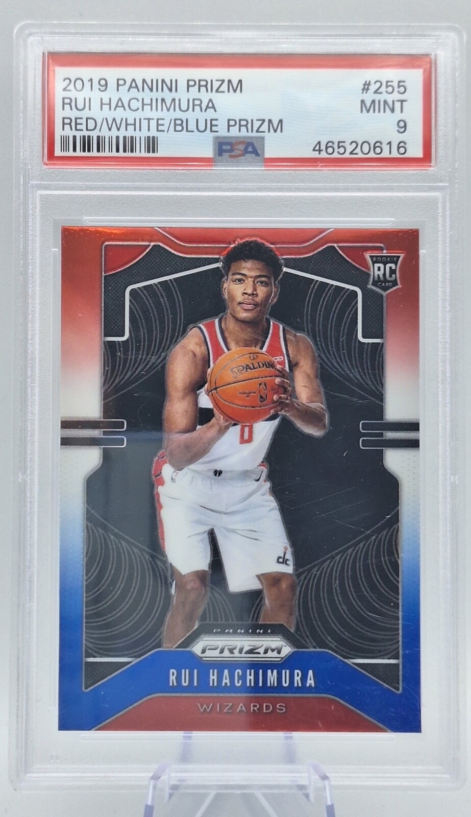 2019-20 Panini Prizm Red White Blue Prizm Rui Hachimura #255 Rookie RC SP PSA 9
