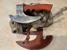 Viking Pizza Cutter Axe , An Original hand forged pizza Axe w/death head engrave
