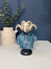 Dapper Smart Ram Goat Mini Bust Ornament Sculpture | Home Accessories