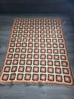 Vintage Crochet Afghan Granny Square Throw Blanket Roseanne 60x45 Multicolor Euc