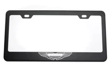 For Aston Martin License Plate Frame Matte Black W/Chrome Logo Engraved T3034