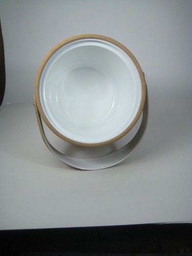 Georges Briard Vintage 1960s Tan Faux Suede Ice Bucket Chrome Knob Lid - Picture 10 of 15