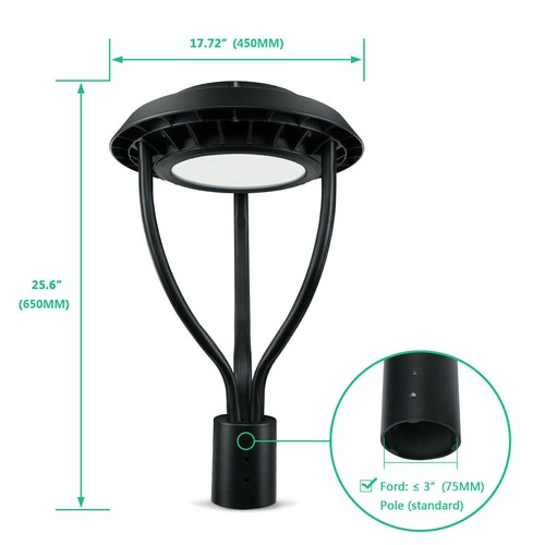 100W LED Post Top Pole Light 14000LM Outdoor Circular Yard Area Lighting DLC/ETL - Picture 2 of 10