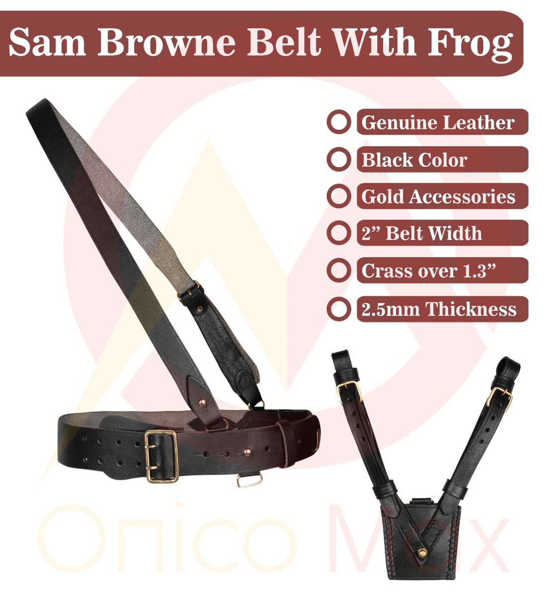 British Army Officers Sam Browne Military Leather Belt