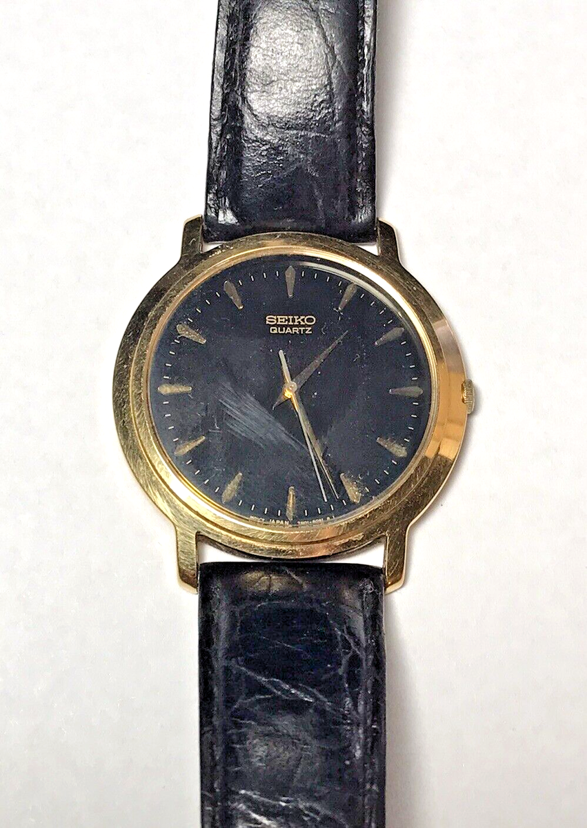 Vintage Seiko Quartz Watch 7N01-8041 Gold Tone on Black