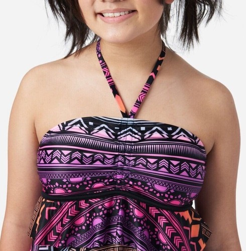 New 2pc Justice Aztec Ruffle Tankini Swimsuit Bathing Suit Size L 12-14 NWT - Picture 6 of 6