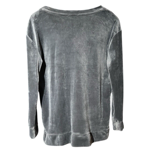 Spring + Mercer Soft Velour Lace Up Front Gray Top Shirt Sweatshirt Sz Small - Picture 7 of 10