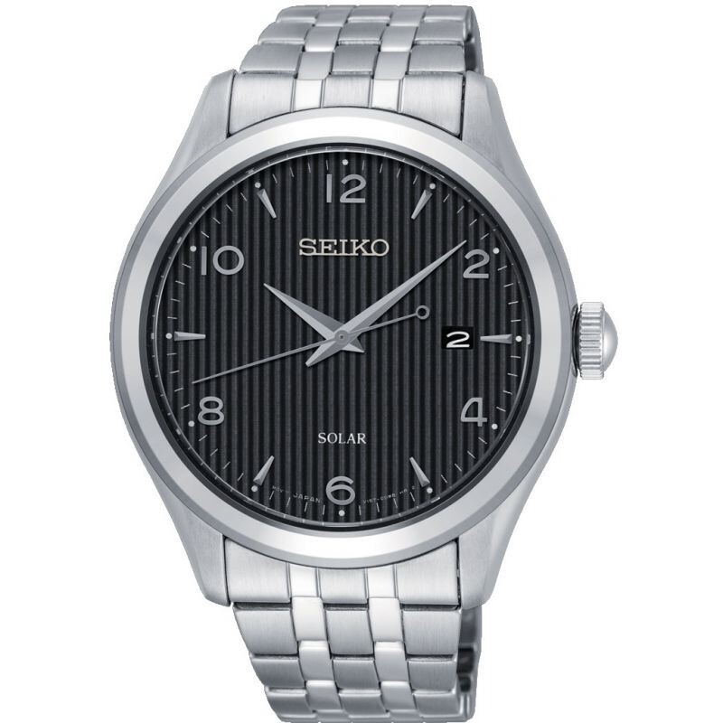 Seiko Solar Power Black Dial Stainless Men's Watch SNE489P1