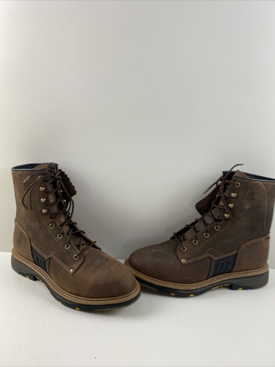 NWOB Carolina WorkFlex Unlined Brown Leather Lace Up Work Boots