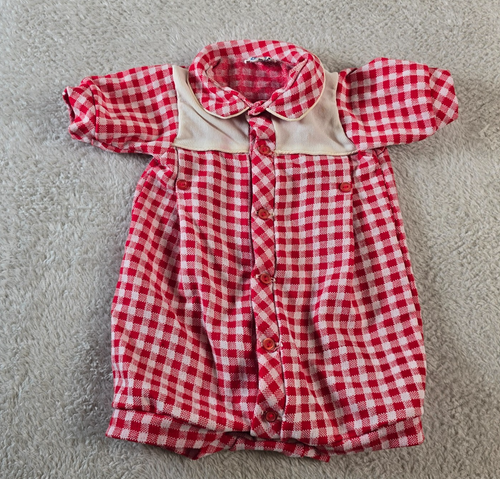 Baby Bliss Romper Size Medium Red Gingham Check Vintage Retro Summer 60s Unisex - Picture 2 of 14
