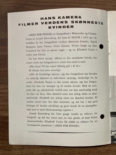 Butterfield 8 Elizabeth Taylor Laurence Harvey 1960 Danish Movie Program - Bild 2 von 8