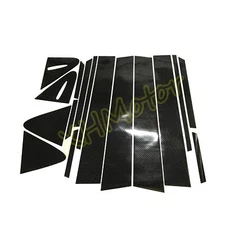 16pcs Carbon Fiber BLACK Car Door Window Pillar Post Decor Trim Cover Sticker