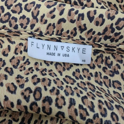 New Flynn Skye Leopard Print Mini Dress Womens XS V Neck Long Sleeve - Picture 4 of 6