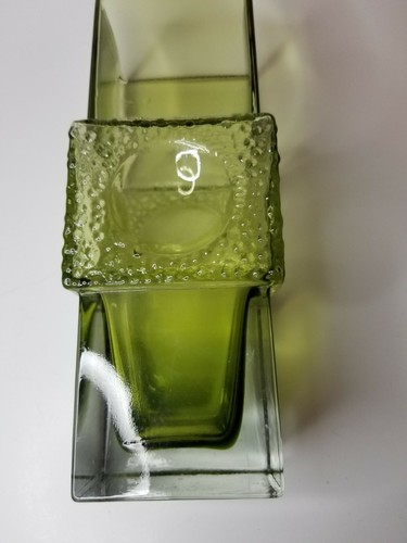 Vintage Green Sea Glasbruk Square Vase - Foto 4 di 11