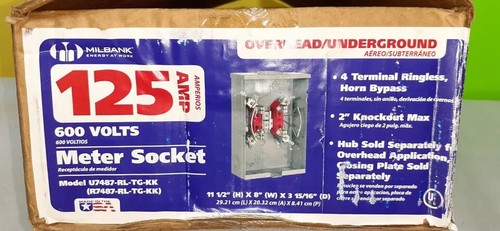 MILBANK - METER BOX SOCKET RINGLESS -125A 4T-RL-OU / U7487-RL-TG-KK-BLG 125 AMP - Picture 7 of 7