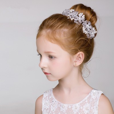 Children Girls Pearl Flower Headband Hair Band Wedding Party